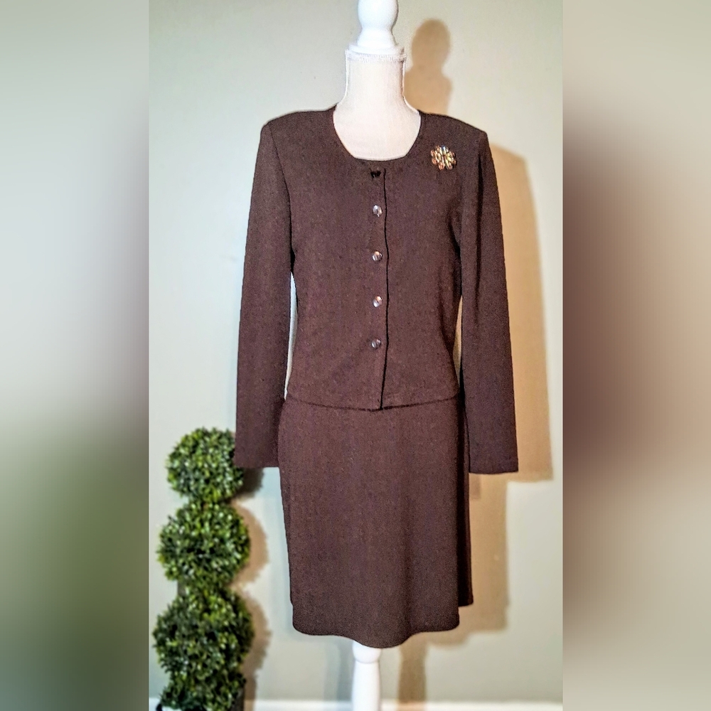 Vintage Like New! Rabbit Rabbit Rabbit Chocolate Brown Matching Dress & Cardigan - Picture 9 of 11